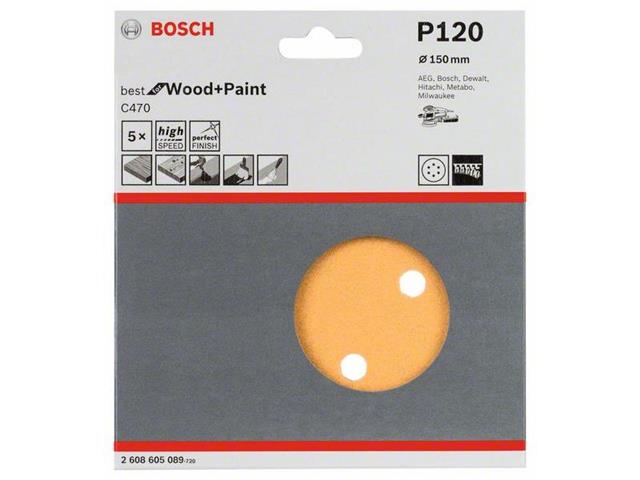 Brusilni listi C470 Bosch, Dimenzije: 150 mm, Zrnatost: 120, 2608605089