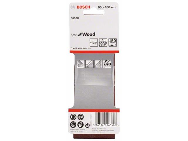 3-delni komplet brusilnih trakov Bosch X440, Dimenzije: 60 x 400 mm, Zrnatost: 150, 2608606004