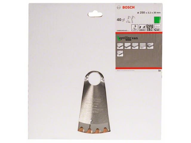 List krožne žage Bosch Optiline Wood, Dimenzije: 250x30x3,2mm, Zob: 40, 2608640643