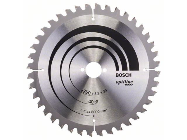 List krožne žage Bosch Optiline Wood, Dimenzije: 250x30x3,2mm, Zob: 40, 2608640643