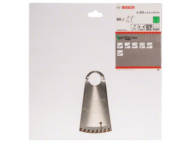 List krožne žage Bosch Optiline Wood, Dimenzije: 250x30x3,2mm, Zob: 80, 2608640645