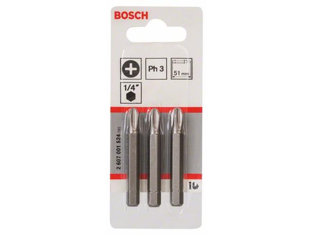 Vijačni nastavek Bosch Extra-Hart, Dimenzije: PH 3, 51mm, 2607001524