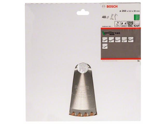 List krožne žage Bosch Optiline Wood , Dimenzije: 260x30x3,2mm, Zob: 48, 2608641202