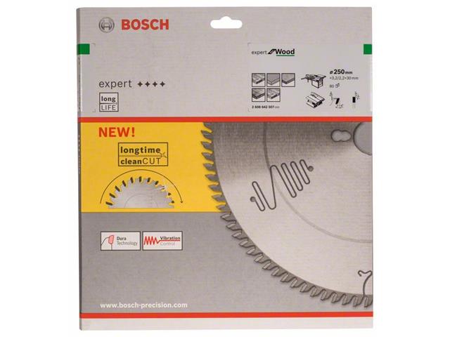 List za krožne žage Bosch Expert for Wood, Dimenzije: 250x30x3,2mm, Zob: 80, 2608642507