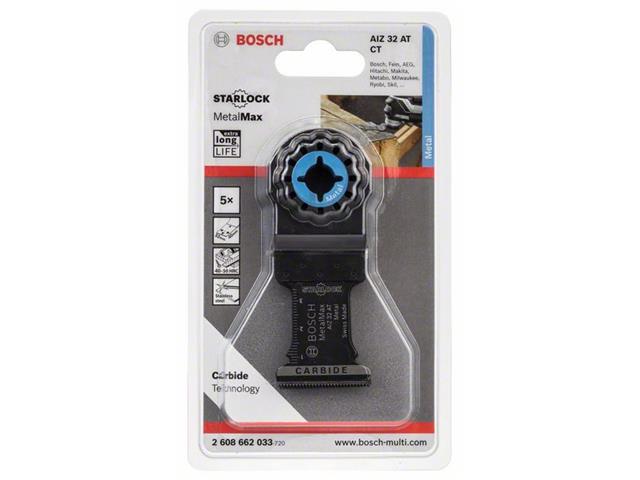 Carbide Potopni žagin list Bosch AIZ 32 AT, Metal, Pakiranje: 5kos, Dimenzije: 40x32mm, 2608662033