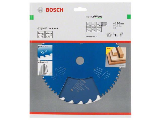 List za krožne žage Bosch Expert for Wood, Dimenzije: 190x2,4mm, Zob: 24, 2608644086