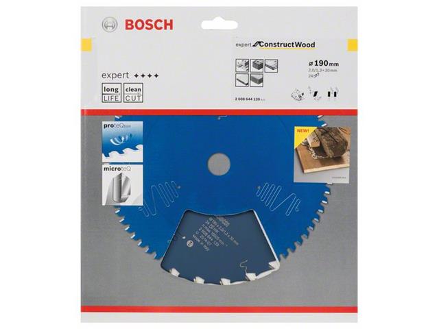 List za krožne žage Bosch Expert for Construct Wood, Dimenzije: 190x30x2mm, Zob: 24, 2608644139