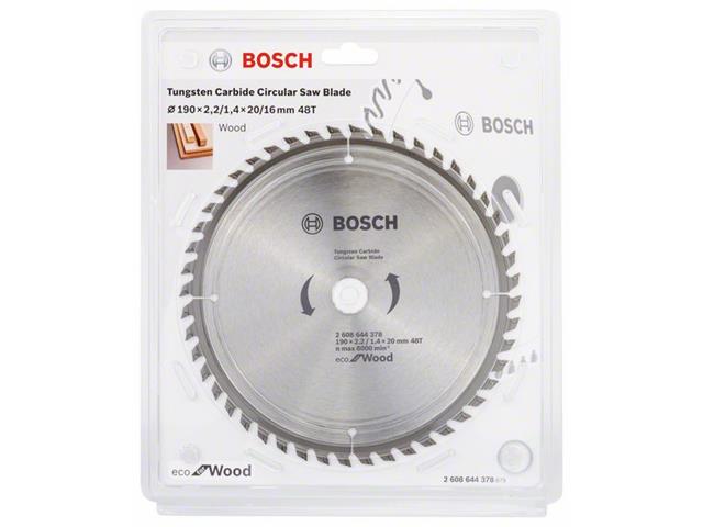 List za krožno žago Bosch Eco for Wood, Dimenzije: 190x2,2/1,4x20mm, Zob: 48, 2608644378