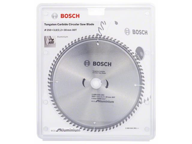 List za krožno žago Bosch Eco for Aluminium, Dimenzije: 250x30x3mm, Zob: 80, 2608644393