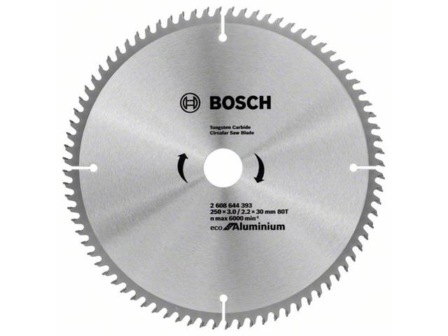 List za krožno žago Bosch Eco for Aluminium, Dimenzije: 250x30x3mm, Zob: 80, 2608644393